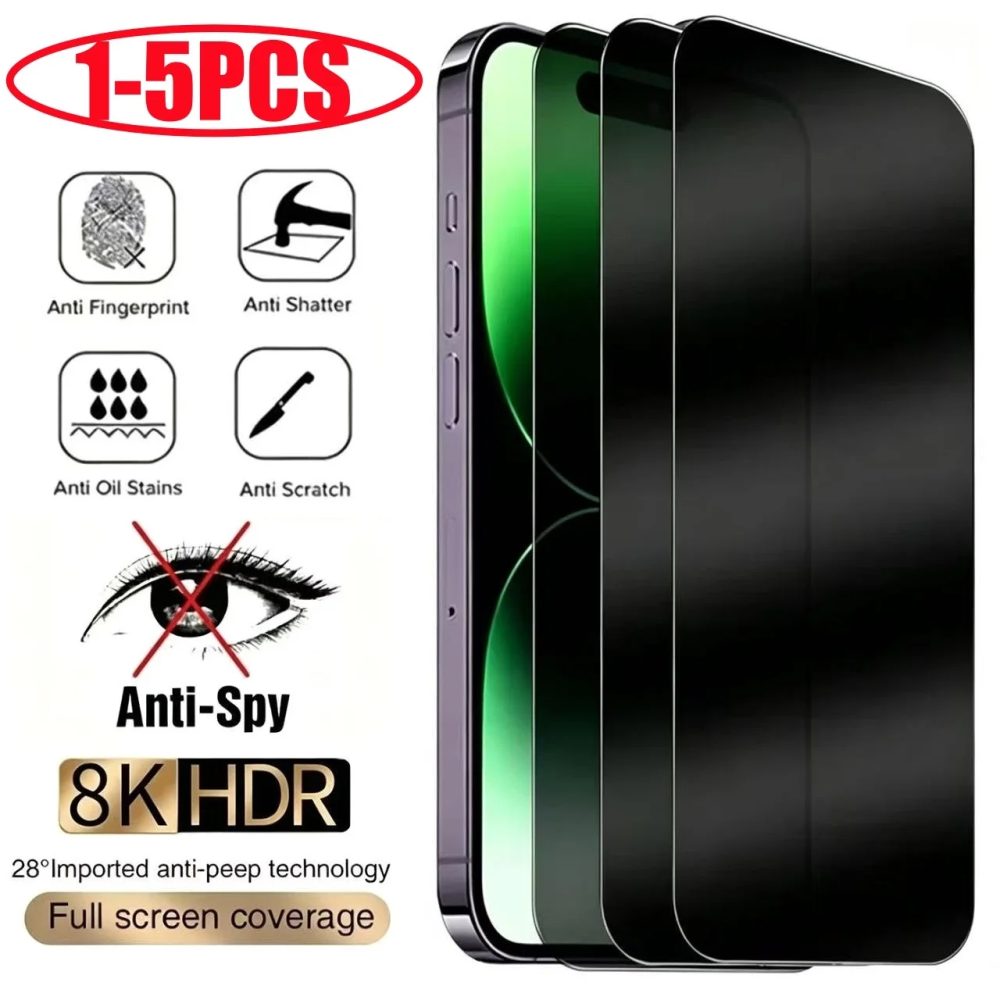 1-5 Stück Anti-Spy Glas für iPhone 15 14 13 12 11 Pro Max Mini X XS XR 7 8 Plus Sichtschutz-Displayschutzfolie für iPhone 17 16 17Air