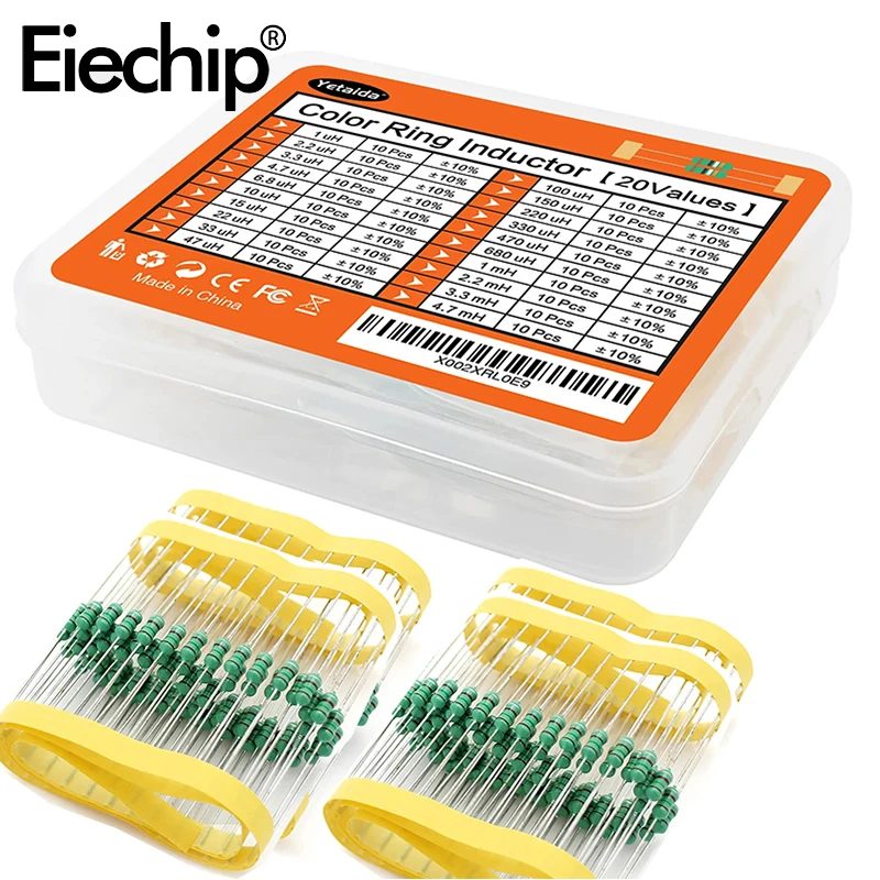 200 Teile/satz Induktor Sortiment Kit 1UH-4,7 MH 20 werte DIP Induktivität Farbe Ring Induktor Assorted Kit