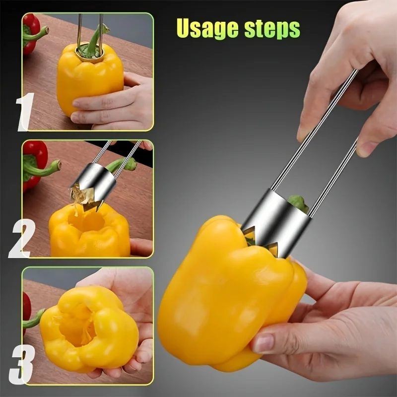 Edelstahl-Entkerner, tragbarer Kernentferner, Obst- und Gemüsekern-Extraktor, Küchenutensilien zum Schlagen von Chili-Paprika, Melonen