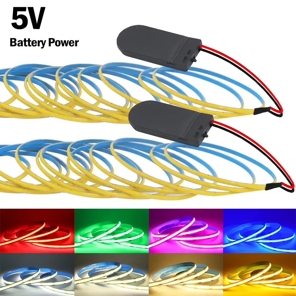 3MM 5MM 8MM PCB COB LED Streifen 5V Licht Batterie Power 320LEDs/M Rot grün Blau Rosa Flex Klebeband Home Decor 0,5m 1m 2m 3m
