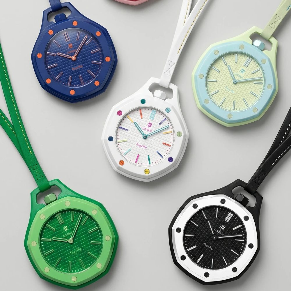 Modische Taschenuhr im königlichen Stil mit Bonbonfarben-Dekor, AR-Carsikie-Anhänger, Quarz-Uhrwerk für Herren, Kollaborations-Armbanduhr