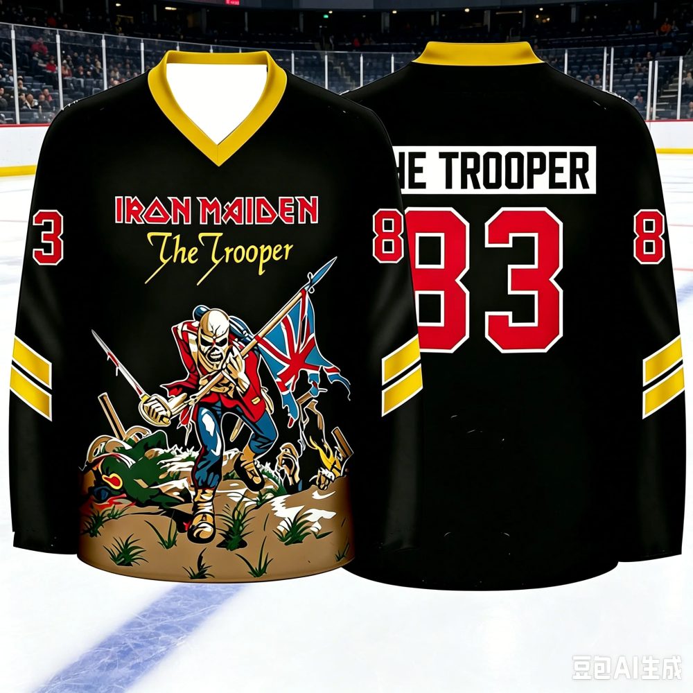 Herren-Sportshirt im Heavy-Metal-Stil mit Aufdruck von Eddie Beast Eddie Trooper Retro-Rockband-T-Shirt, V-Ausschnitt, langärmlig, Streetwear