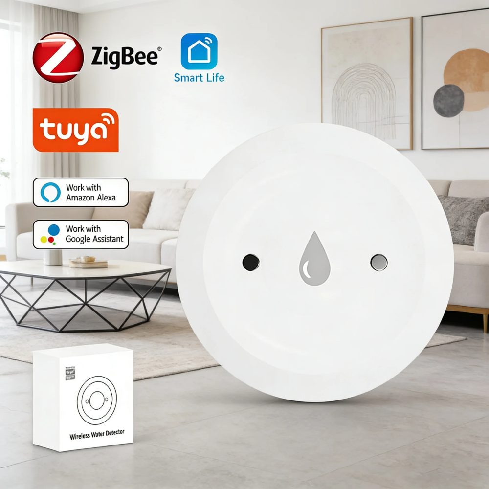Tuya ZigBee Smart Wasserleck-Sensor, Überflutungs- und Leckage-Sensor mit Alarm, APP-Fernüberwachung für Küche und Bad