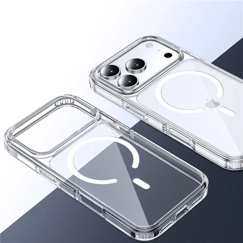 Luxuriöse, klare, stoßfeste Magsafe-Magnethülle für iPhone 17 Air 17Pro 17 Pro Max, kabelloses Laden, stoßfeste harte PC-Abdeckung
