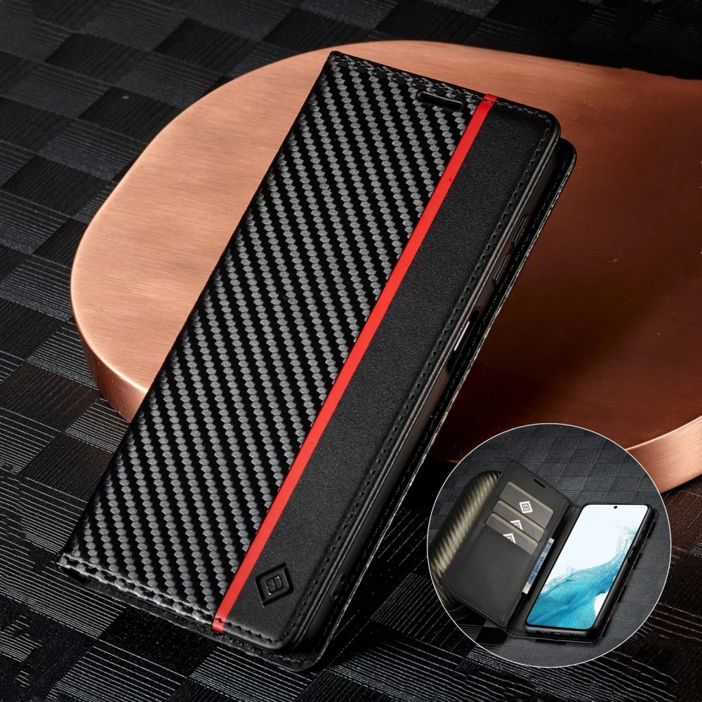 Kohlefaser-Lederhülle für Samsung Galaxy A17 A37 A57 A16 A26 A36 A56 A15 A35 A55 A14 A34 A54 A13 A33 A53 A52 A32 Flip Wallet