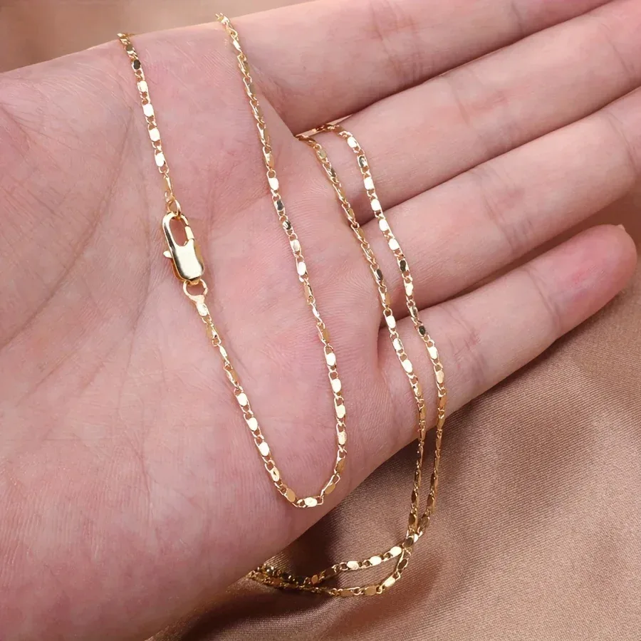 16-30 Zoll Elegante 2MM Vergoldete Ketten Halskette Unisex Schmuck für Männer und Frauen