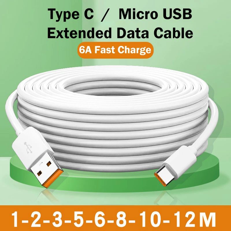 USB Typ C 66W Schnellladekabel 3M 5M 8M 10M 12M USB C Port Universal Micro USB Datenkabel für Huawei Xiaomi Samsung Kamera