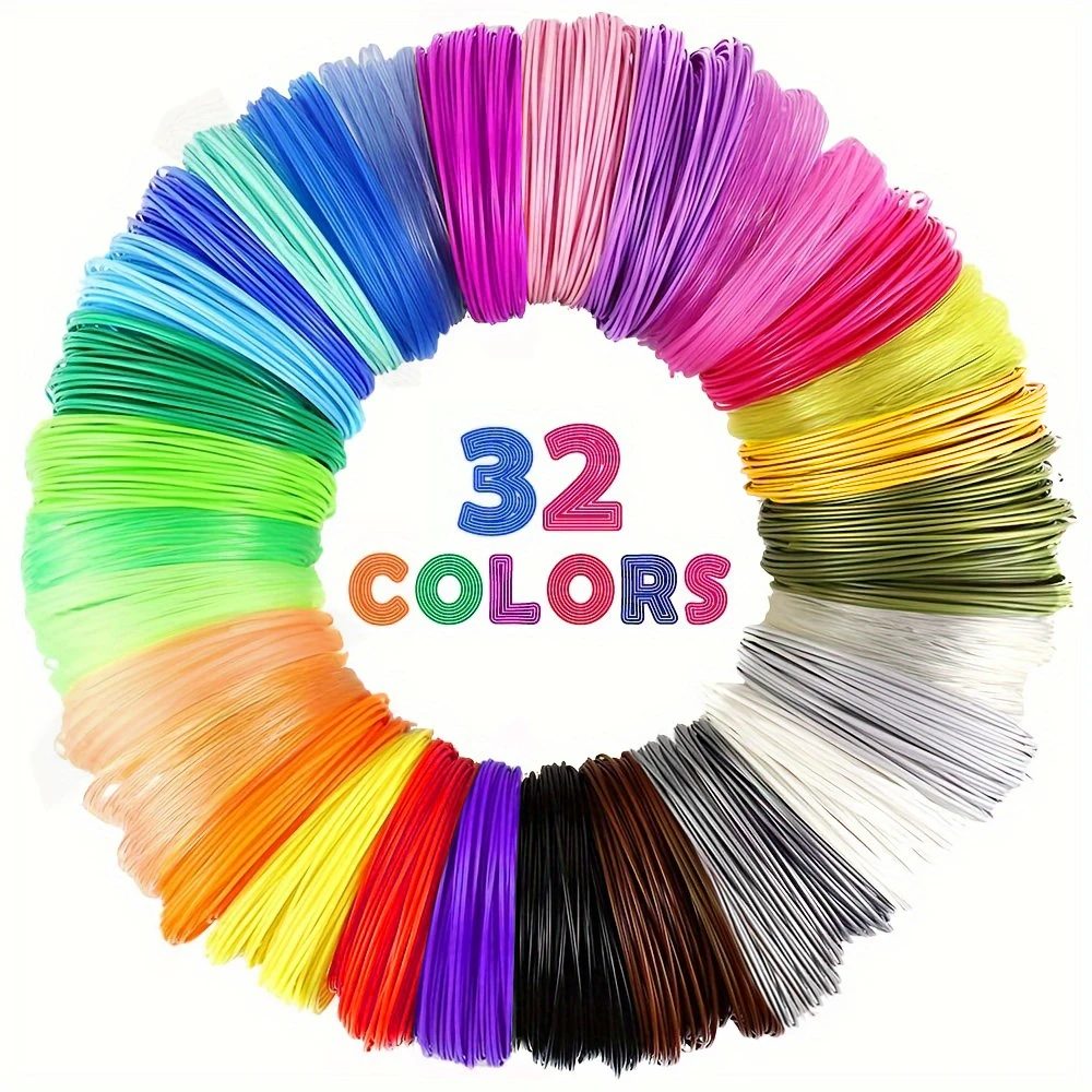 32/15/10 Farben 3D-Stift Filament Nachfüllpackungen 1,75mm PLA, Jede Farbe 10 Fuß (3m), Insgesamt 320/150/100 Fuß (96/45/30m), Zufällige Farbe
