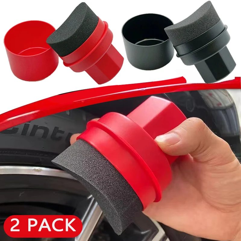 Auto Rad Polieren Wachsen Gebogene Reifen Schwamm Pinsel Mit Abdeckung Reifen Sauber Kontur Dressing Applikator Pads für Auto Zubehör
