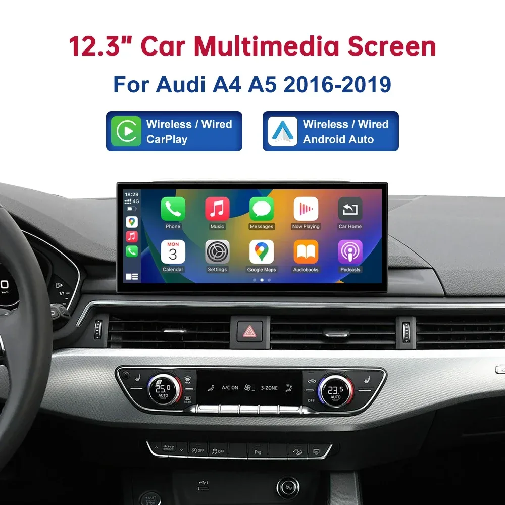 Touch-Display für Audi A4 A5 B9 2016-2019 Road Top 12,3 Zoll Multimedia-Player Android Auto Link GPS Carplay Bildschirm Car Play