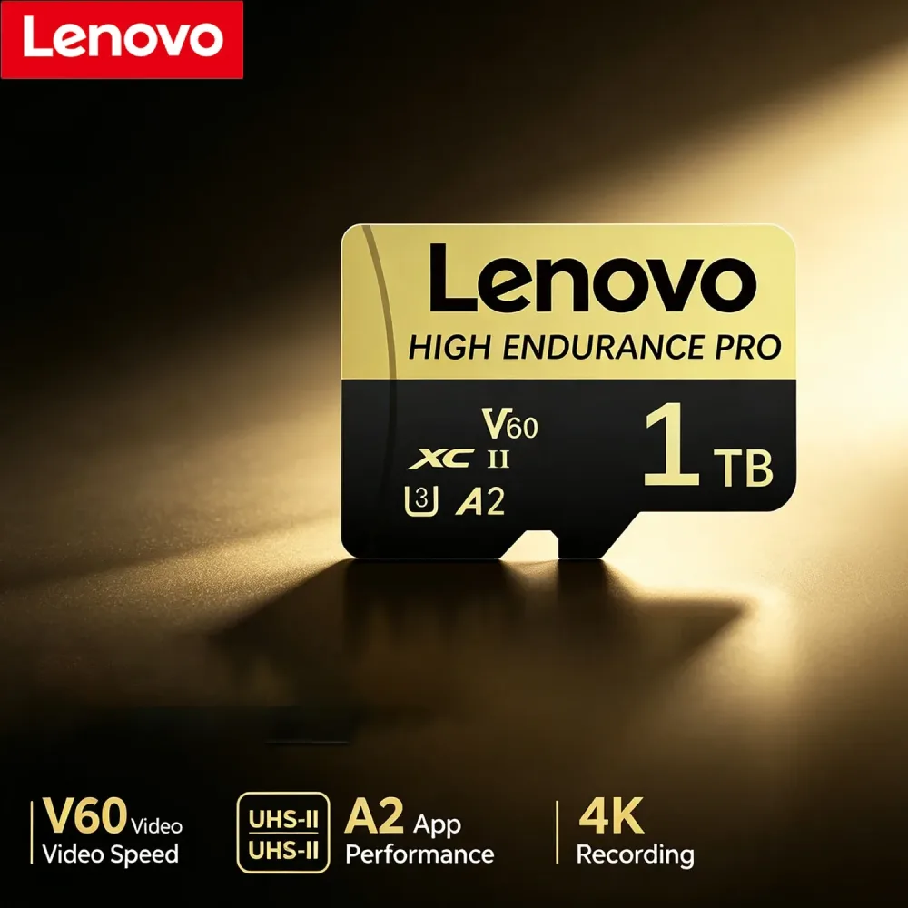 Lenovo 1 TB Micro-SD-Karte, hohe Geschwindigkeit, 128 GB, unterstützt 4K, V60, TF-Flash-Karte, SD-Karte für Smartphones, GoPro-Actionkameras.