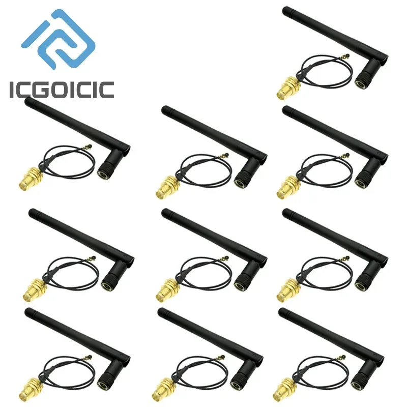 1?10 Stück 2,4 GHz 3 dBi WiFi 2,4 G Antenne, männlicher WLAN-Router + 17 cm PCI U.FL IPX auf SMA ESP8266 ESP32 männliches Pigtail-Kabel