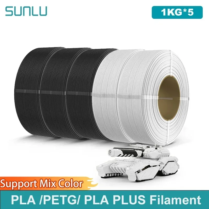 SUNLU 5KG PLA/PETG/PLA PLUS Filament 1,75mm 1KG Ohne Behälter 3D-Drucker Filament für 3D-Stift & Nachfüllfilament