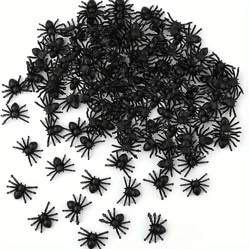 100/50 Stück realistische Spinne Weihnachten Halloween Dekoration Kunststoff Mini Spinne schwarz gruselige Spinne Streich Spukhaus Dekorationen