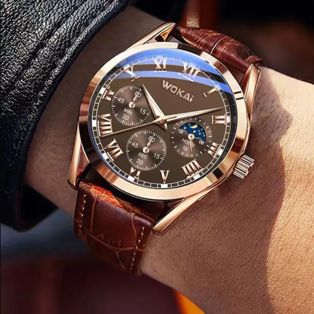 Mode Männer Luxus uhren Herren Business Pu Leder Quarzuhr Geschenke für männliche Kalender Armbanduhr Relogio Masculino
