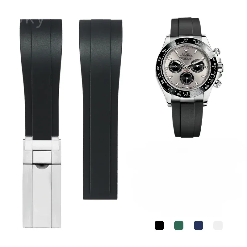 Edelstahl-Uhrenarmband mit Schmetterlingsschnalle für Rolex Black Water Ghost Green Submariner Daytona Herren-Uhrenarmband aus langlebigem Gummi