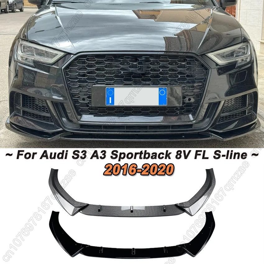 Fit Für Audi S3 A3 8V S-line 2017-2020 Limousine/Sportback Maxton Stil Frontschürze Lip spoiler Splitter Diffusor Canards Tuning
