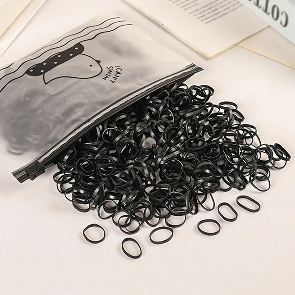 1000 Stück/Packung, farbiges Einweg-Gummiband für Kinder, schwarz, transparent, hohe Elastizität, schadet dem Haar nicht, Haarschmuck, Stirnband