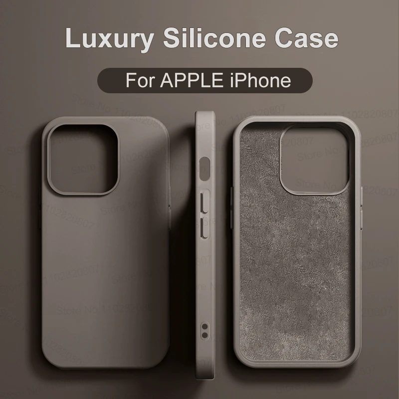 Luxuriöse stoßfeste Hülle für Apple iPhone 11, 12, 13, 14, 15, 16 17 Pro Max 17 Air Plus, flüssige Silikonhüllen, Stoßstange, weiche Abdeckung, Telefonzubehör