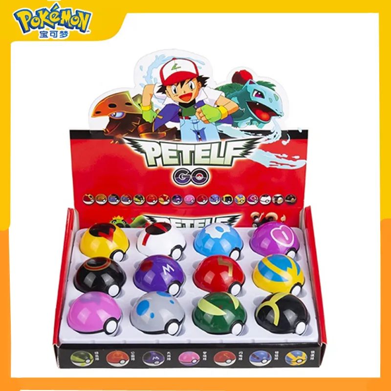 12 Stück/Set Pokemon OPP-Verpackte Pokeball Pikachu Actionfiguren Spiel Pocket Monster Genie Ball Modell Anime Cartoon Puppen Spielzeug Geschenke