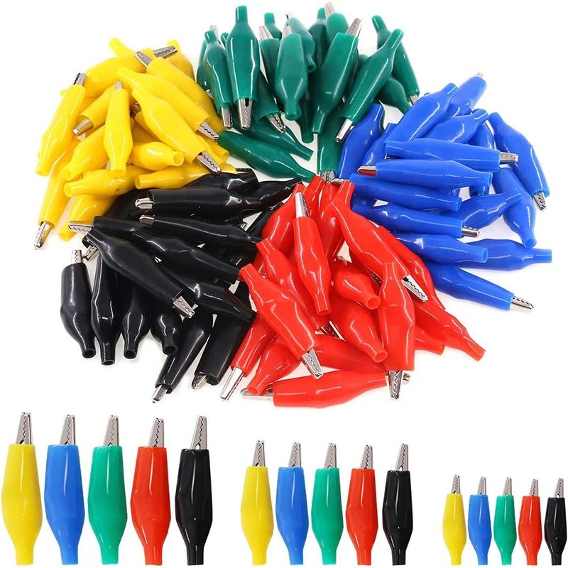 20 Stück 5 Farben Krokodilklemmen 28 mm 35 mm 45 mm Krokodil Elektrische Testklemmen Jumper Helfer mit schützender Isolierabdeckung