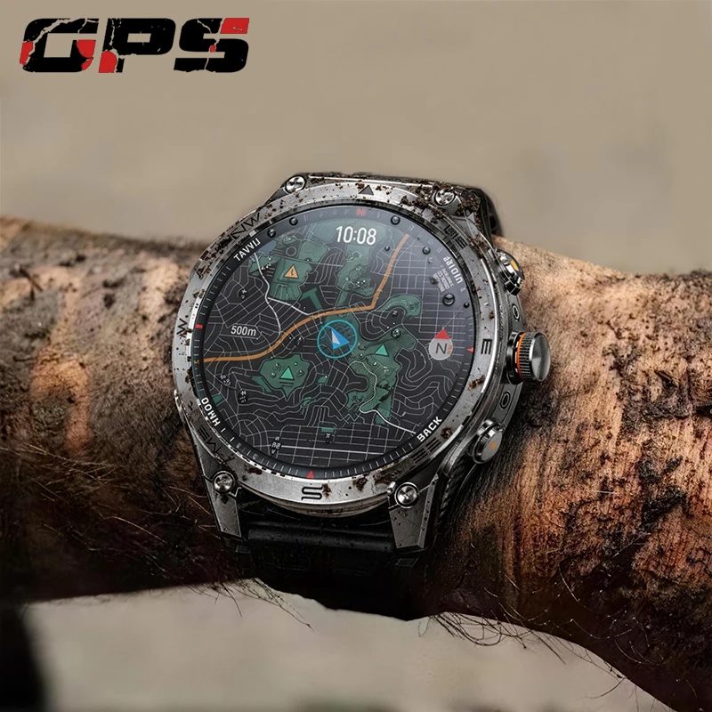 2026 Neue Eingebaute GPS Militär-Smartwatch Kompass Barometrischer Höhenmesser 10ATM Wasserdicht Sport 1000mAh Akku Smartwatches für Herren