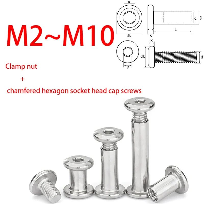 1 ~ 10Set M2 M3 M4 M5 M6 M8 M10 Edelstahl Flache Hex Hexagon Buchse Kopf Möbel niet Stecker Einsatz Joint Hülse Kappe Mutter