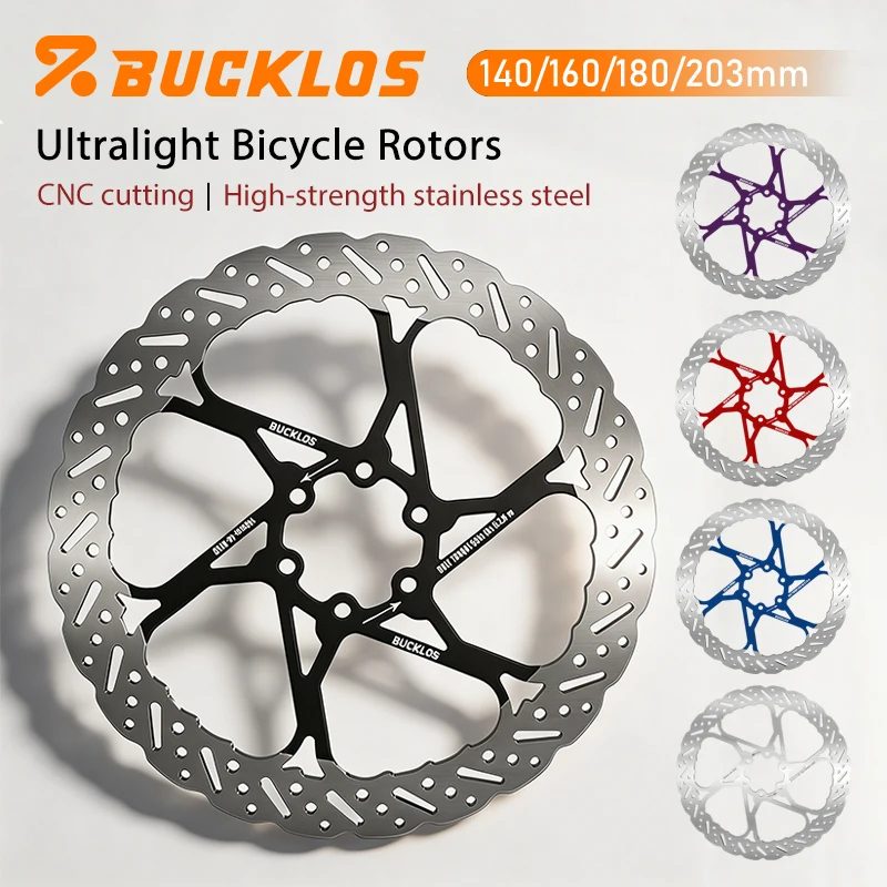 BUCKLOS Fahrrad-Bremsscheibe 140mm 160mm 180mm 203mm Ultraleichte Rennrad- und Mountainbike-Hydraulikbremsscheiben mit 6 Schrauben
