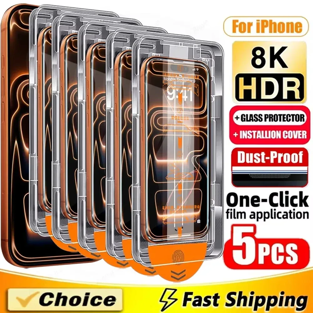 Oleophobe Beschichtung, gehärtetes Glas für iPhone 18, 17 Pro Max, 16, 15, 14 Plus, Air, 13, 12 Mini, 11 ? staubfreie Anbringung, Displayschutzfolie.