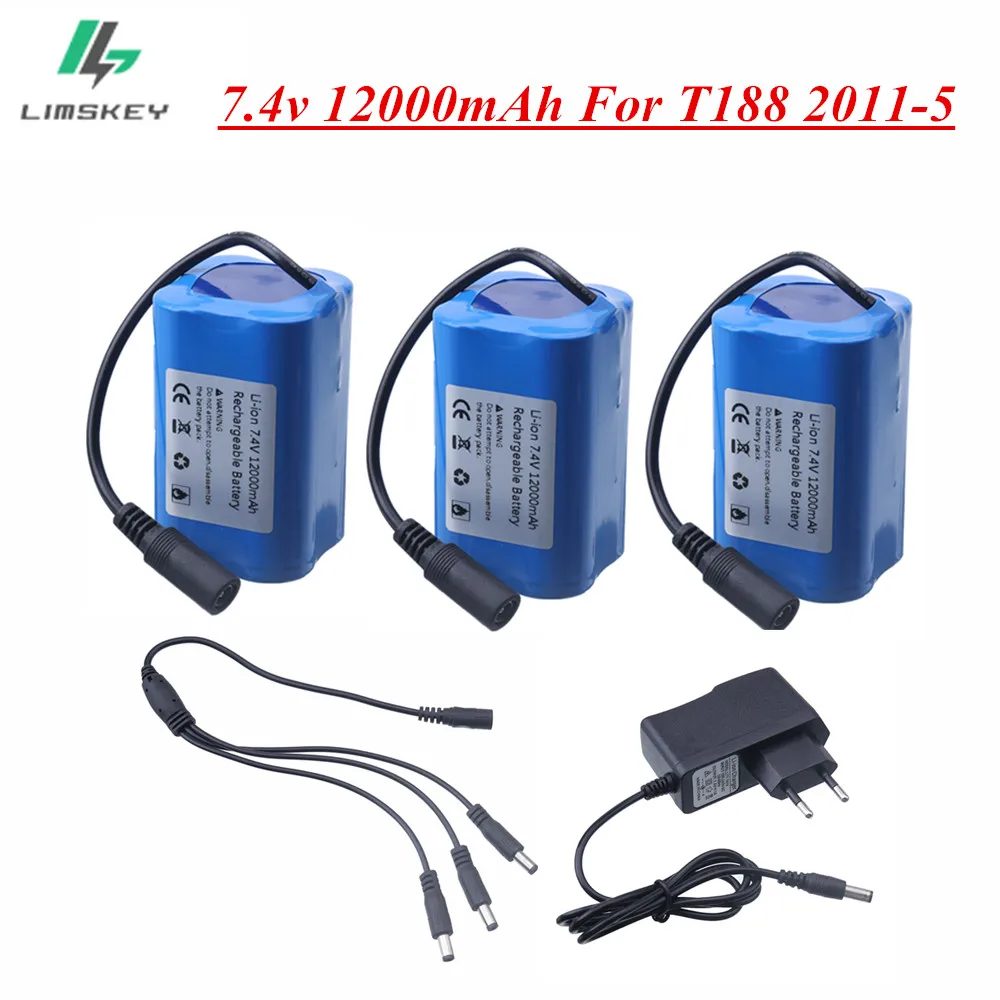 7,4 V 12000 mAh Batterie mit USB Ladegerät Für T188 T888 2011-5 V007 C18 H18 Fernbedienung RC angeln Köder Boot Ersatz Batterie Teile
