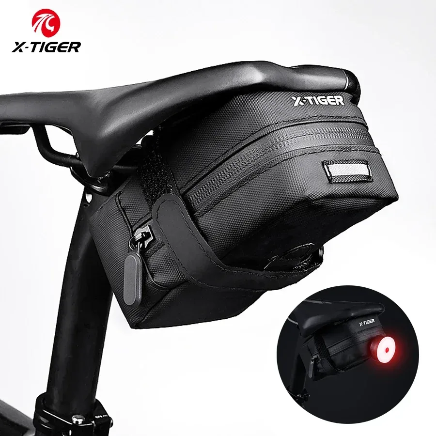 X-TIGER Mini Fahrrad-Satteltasche 0,7L Tragbare Regenfeste Hecktasche MTB Mountainbike Rennrad Werkzeugtasche Reparaturtasche Mit Reflektoren