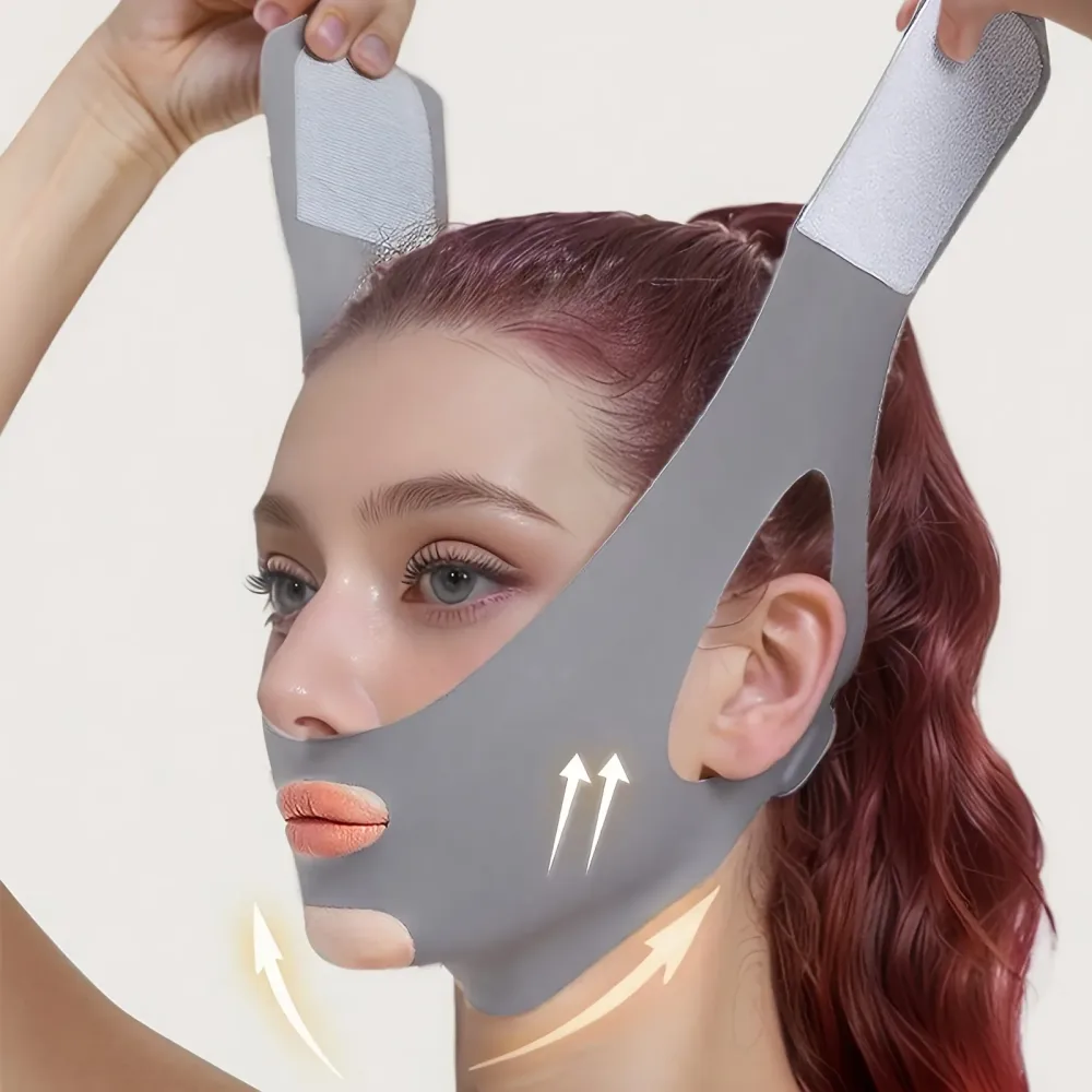 V-förmige Lifting-Maske für Frauen, 2er-Pack, Katzenohr-Design ? hebt und strafft die Kieferlinie, atmungsaktive Schlaf- und Trainingsmaske, geeignet für Entspannung, Fernsehen, Sonnenschutz ?