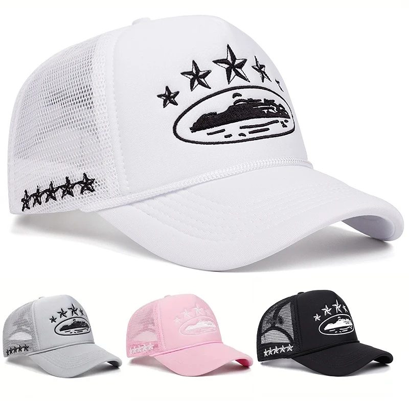 Mode Neue Unisex Druck Baseball Hüte Hip Hop Atmungsaktive Persönliche Sonnenschirm Mesh Vielseitig Straße Snapback Hüte Trucker Caps