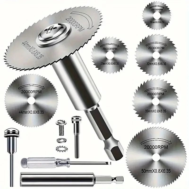 Schnellarbeitsstahl-Sägeblätter, 10 Stück, 1/4 Zoll Sechskantschaft, universell passend für Schleifmaschinen, Metall-/Holz-/Kunststoff-Trennscheiben, langlebiges rotierendes T