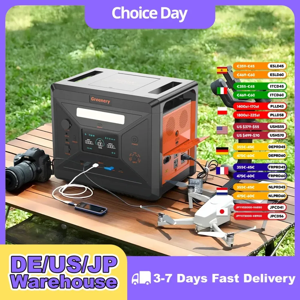 SOLARPLAY 2304WH Tragbares Kraftwerk LiFePo4-Batterie 2500 W BMS USV-Stromversorgung 220 V Solargenerator Speicher Energie Camping