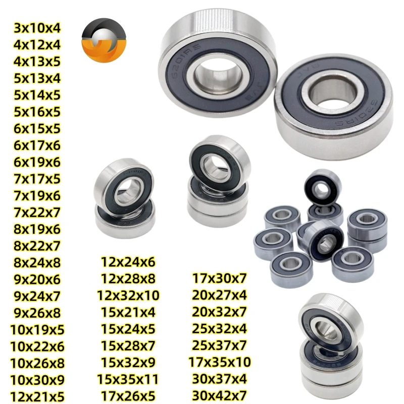 5 Stück 6001RS 12 x 28 x 8 mm, abgedichtete Motorabdeckung, 6002RS 6003RS Rillenkugellager 6001-2RS 52100 Chromstahl ABEC-7