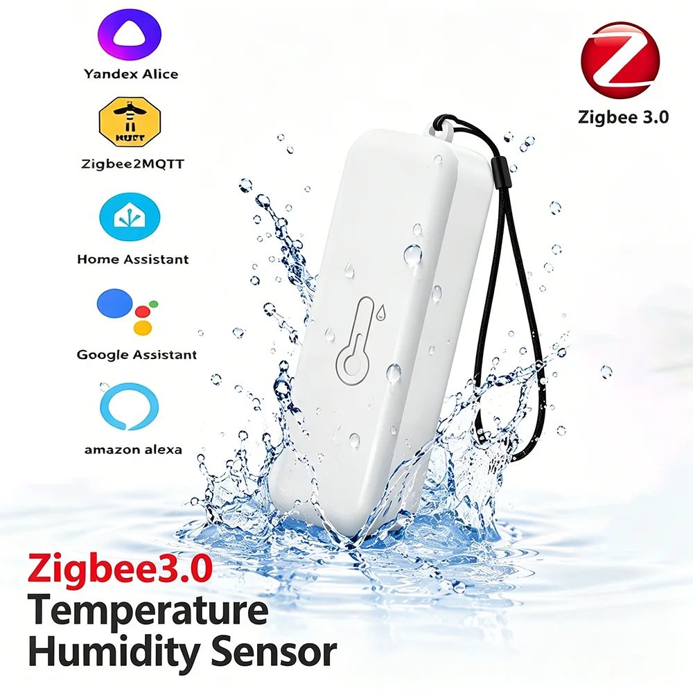 Zigbee 3.0 IP65 Wasserdichter Temperatur- und Feuchtigkeitssensor für Innen und Außen, Kompatibel mit Alexa, Yandex, Zigbee2MQTT, Home Assistant