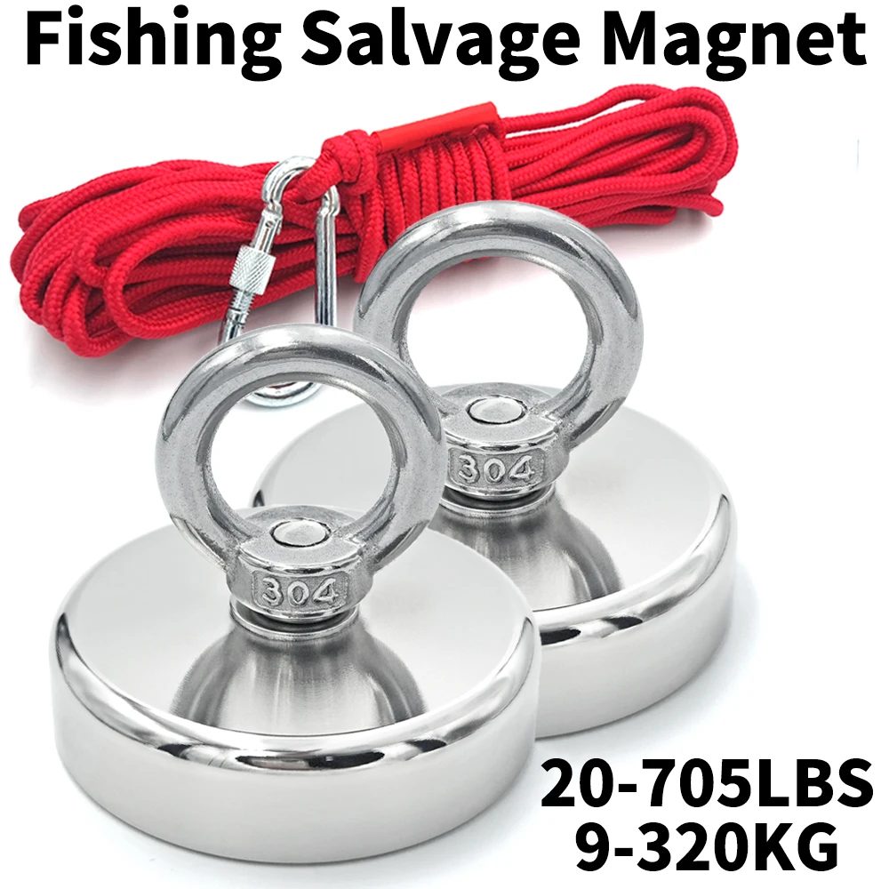 D16~D42mm Superstarker Neodym-Angelhaken N52, robust, seltene Erden, Neodym mit versenktem Loch, Ringschraube, Bergung, magnetisch
