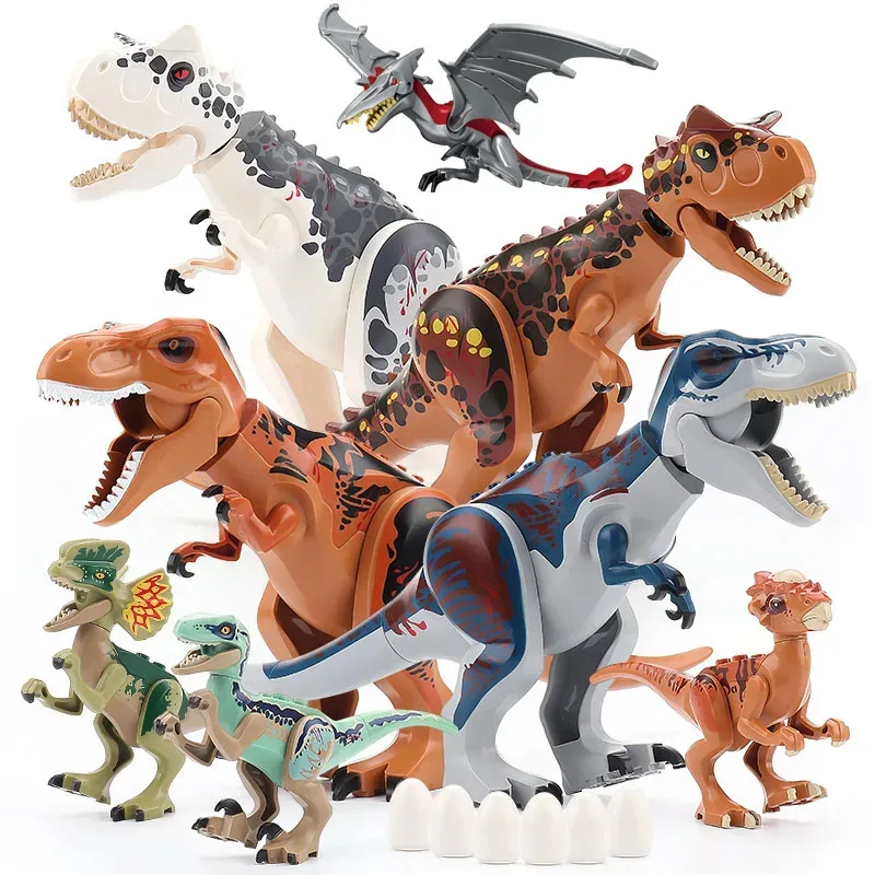 Jurassic Dino World Große Dinosaurier-Figuren Bausteine Velociraptor T-Rex Triceratops Indominus Rex Spielzeug für Kinder