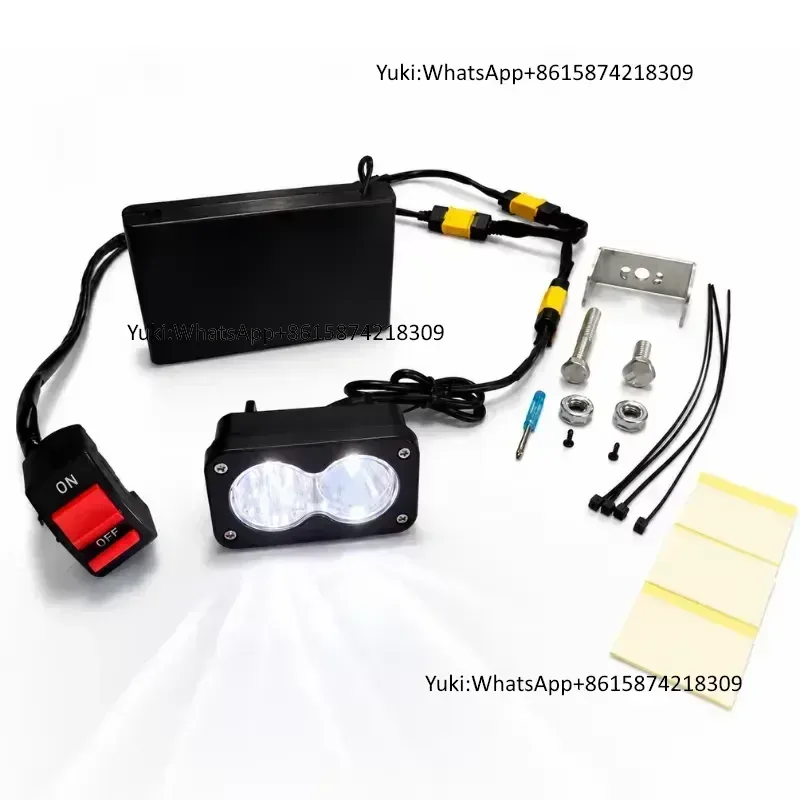Trontech Batteriebetriebener Baja Light LED-Scheinwerfer mit Schalter für E-Bike Motorrad MTB 8AA, alles vorverkabelt, Plug-and-Play