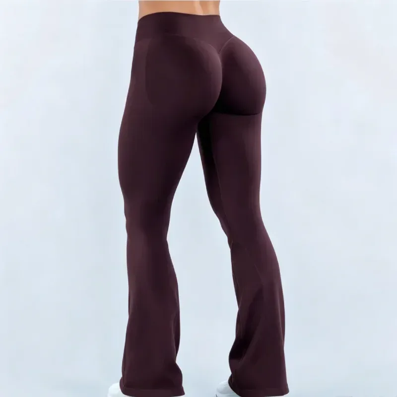 Damen Sport-Schlaghose Nahtlos Schnelltrocknend Atmungsaktiv Faltenfrei Po-Lifting Yoga Flare-Hose Fitness Workout Pilates Bekleidung