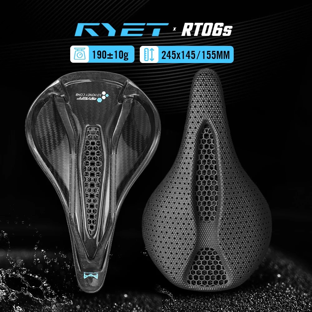 RYET Carbon 3D Gedruckter Sattel 145/155MM 190g 7*9 Fahrradsitz für Herren Damen Triathlon Rennrad MTB Mountain Gravel Cycling Teile