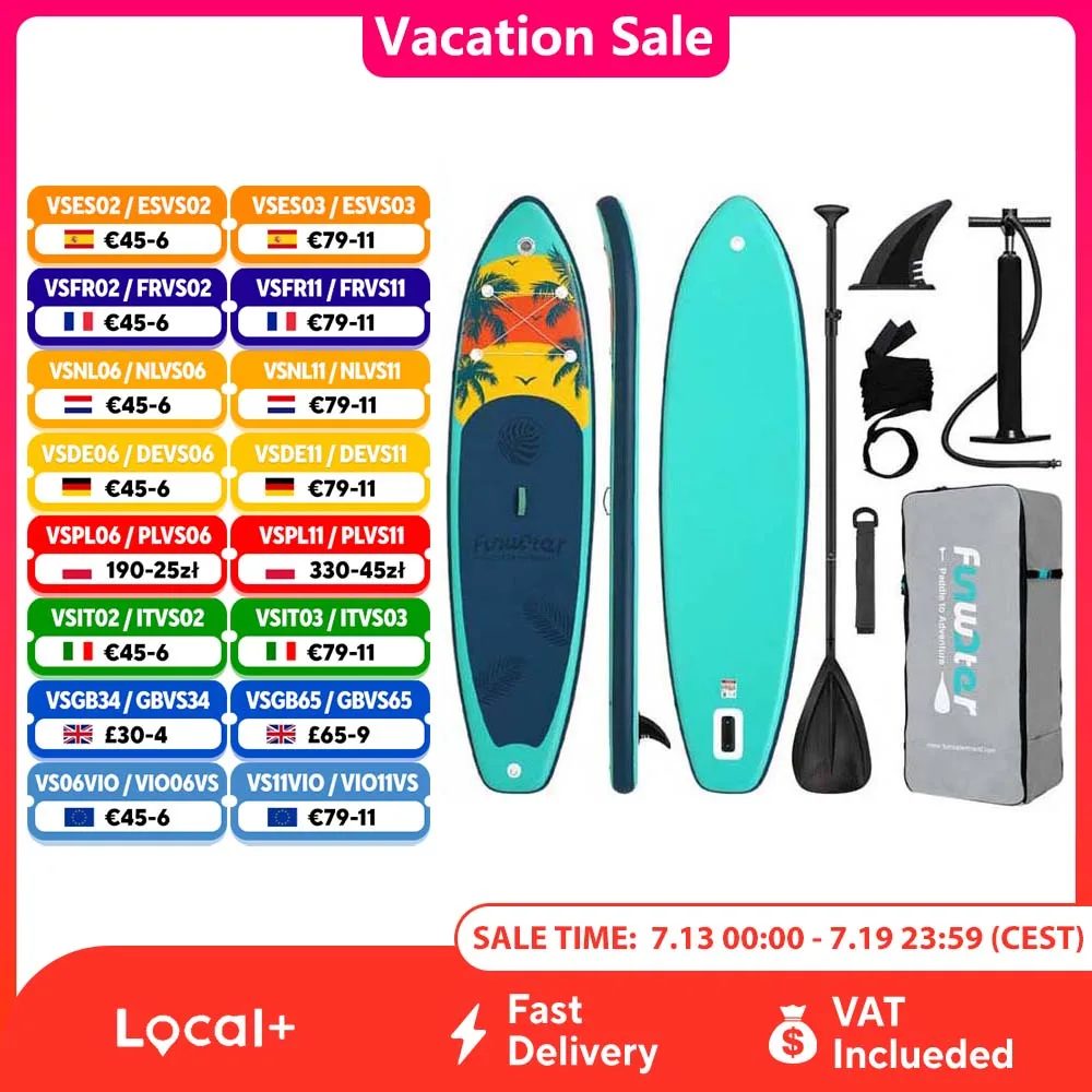 FunWater aufblasbares Stand-Up-Paddle-Board, Paddling-Board, Surfbrett, Surf-Sup-Board, 320?385 cm, rutschfestes Wassersport-Paddle-Board