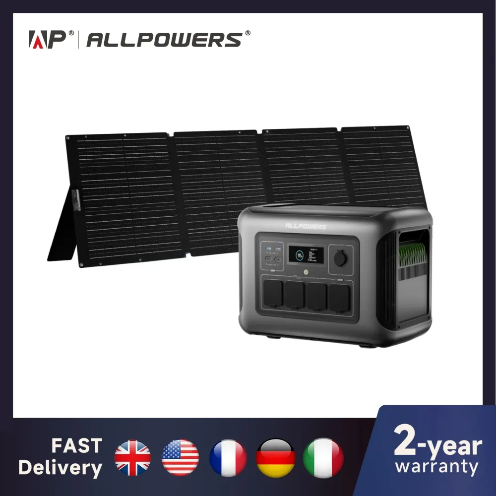 ALLPOWERS R1500 LITE Tragbares Kraftwerk 1056 Wh LiFePO4-Batterie 1600 W (3200 W Spitze) Ausgang Solargenerator für Camping, Wohnmobil