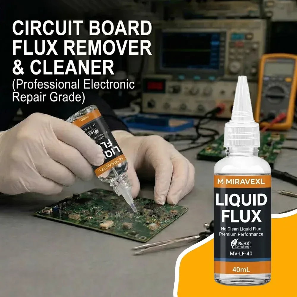 40mL No-Clean Flüssigflussmittel für Lötarbeiten, Elektronik-Reparatur, PCB, BGA, SMT-Schweißen, Bleifrei, Premium-Leistung MIRAVEXL MV-LF-40