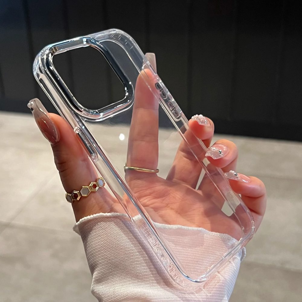 Luxuriöse klare Silikon-Handyhülle für iPhone 17 Pro Max 11, 13, 16, 15, 14, 12, luftstoßfeste, transparente Stoßstangen-Rückseite