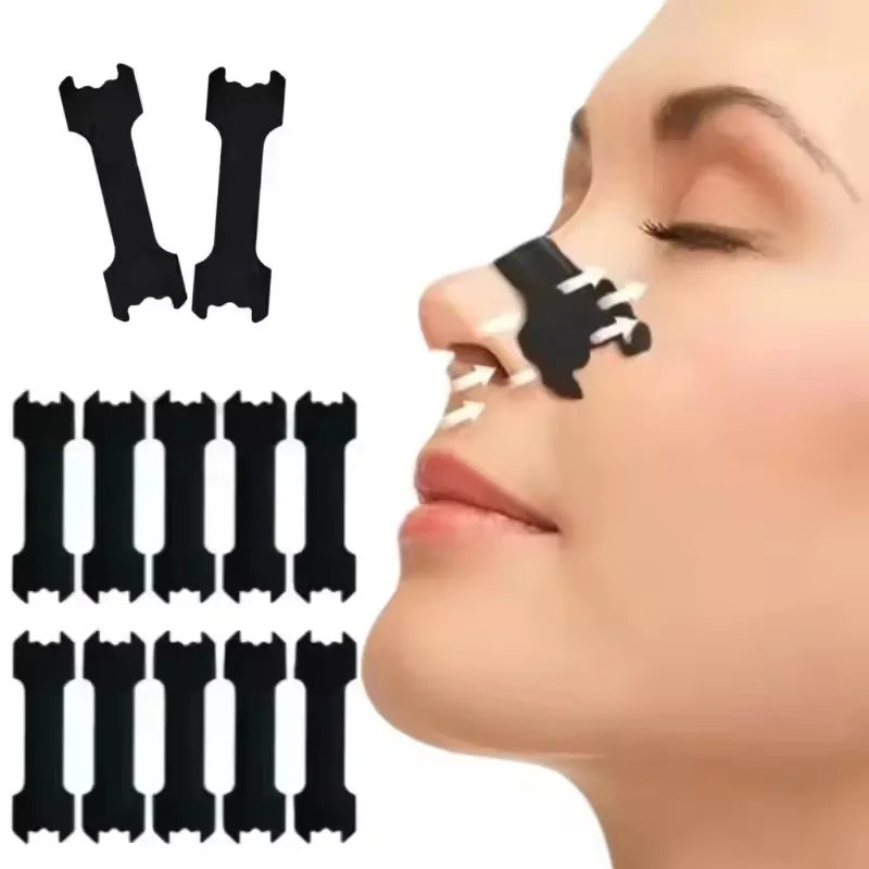 60/30/10 Stück schwarze Nasenstreifen, extra starke Nasenstreifen, besseres Schlafen, nicht-invasive Anti-Schnarch-Streifen für Erwachsene und Kinder