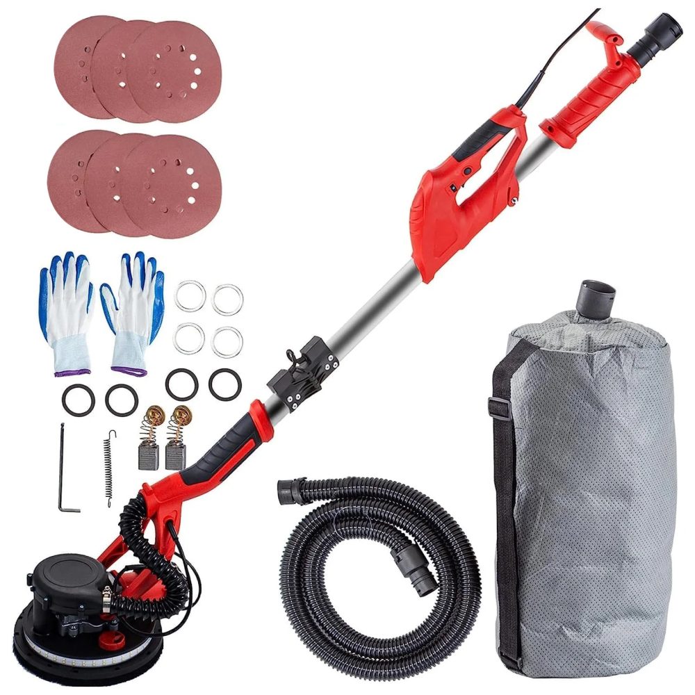 SucceBuy 850 W Trockenbauschleifer, variable Geschwindigkeit, 800?1750 U/min, elektrischer Trockenbauschleifer, faltbarer Sheetrock-Schleifer mit Teleskopgriff