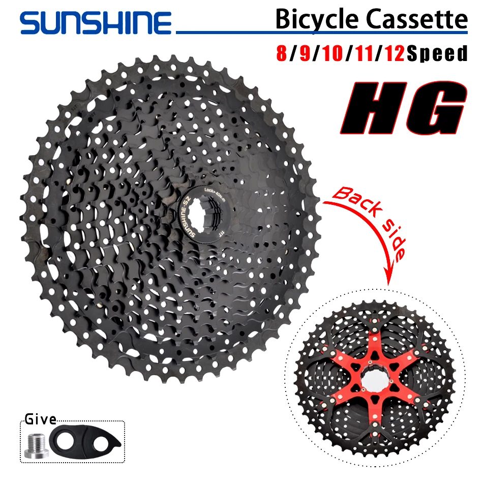 SUNSHINE MTB-Kassette 8/9/10/11/12 Geschwindigkeit 40/42/46/50/52T Schwarz K7 Kassettenritzel für SHIMANO HG-Struktur