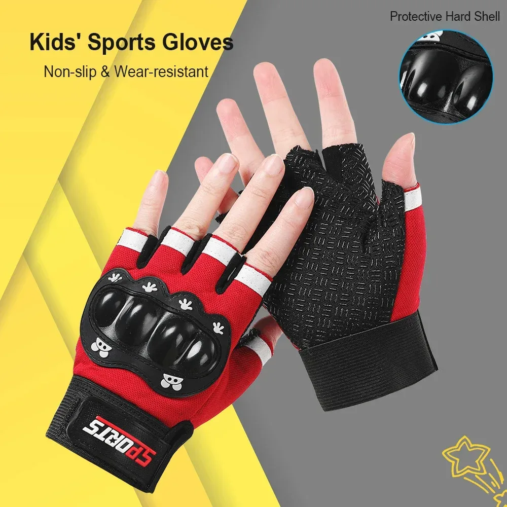 Kinder-Sporthandschuhe, Radfahren, Hartschalen-Sicherheit, für Jungen und Mädchen, rutschfest, für Roller, Absturzsicherung, Laufrad, Kinderhandschuhe im Alter von 5?12 Jahren